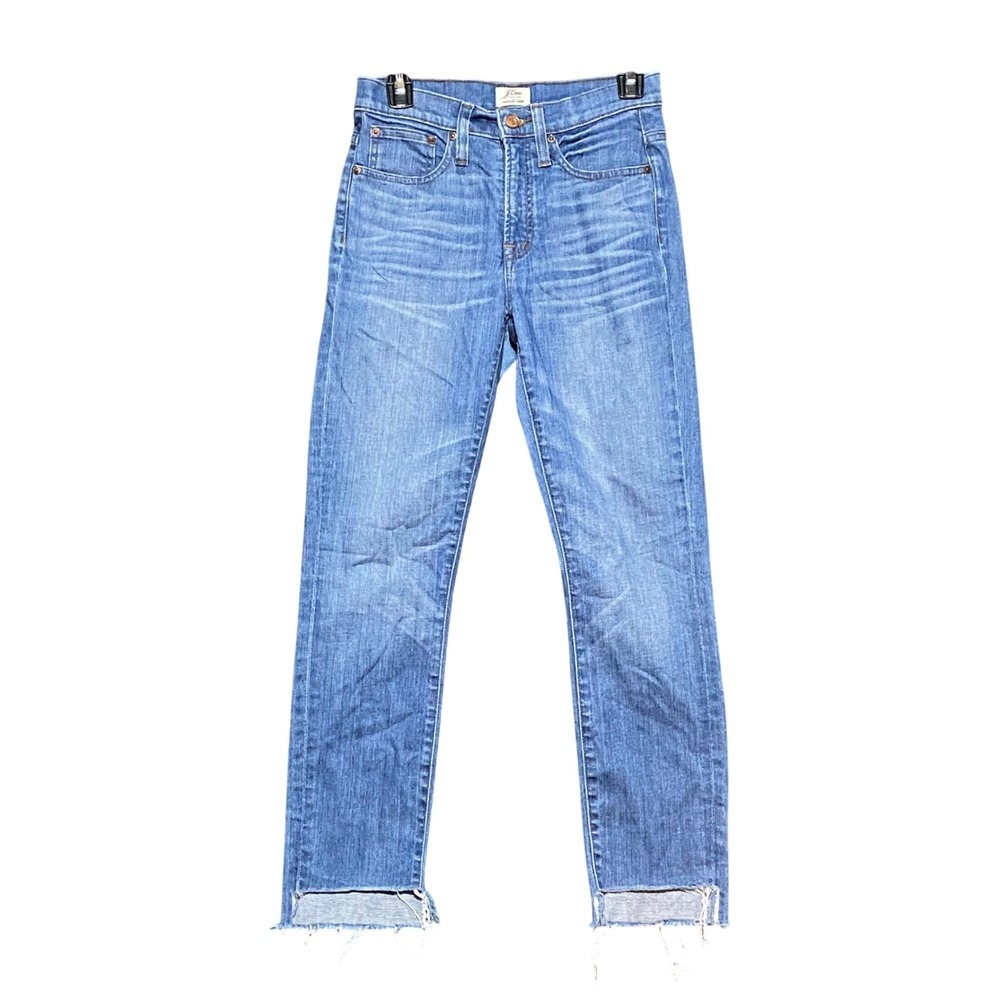 J.Crew Vintage Crop Mid Rise Straight Leg Raw Hem Jeans Blue Women's 25